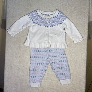 Janie and Jack White and Purple Knit Set